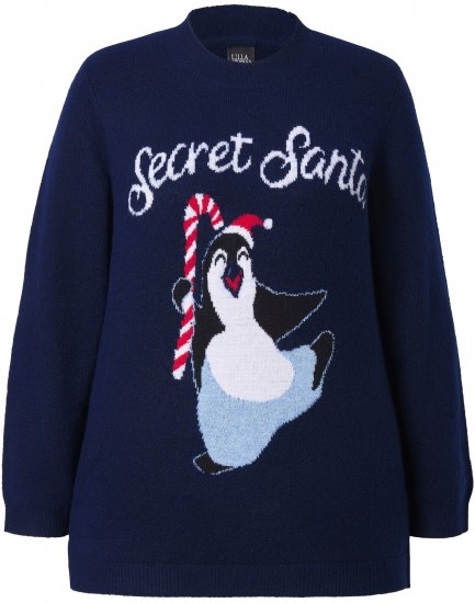 Ulla Popken Christmas Motif Classic Fit Sweater Navy - Megztiniai ir džemperiai - 