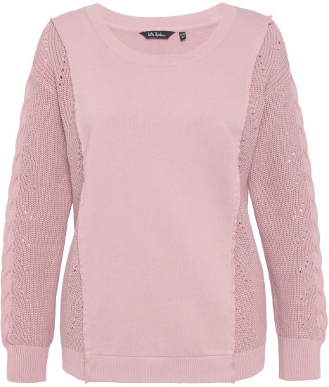 Ulla Popken Mixed Knit Patch Look Sweatshirt Old Pink - Megztiniai ir džemperiai - 