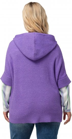 Ulla Popken Fuzzy Knit Short Sleeve Hoodie Pale Lilac - Megztiniai ir džemperiai - 
