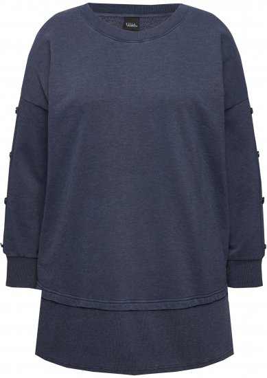 Ulla Popken Layered Look Button Sleeve Sweatshirt Navy - Megztiniai ir džemperiai - 