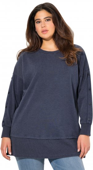 Ulla Popken Layered Look Button Sleeve Sweatshirt Navy - Megztiniai ir džemperiai - 