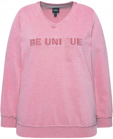 Ulla Popken Graphic BE UNIQUE Inverted Seam Sweatshirt Raspberry - Megztiniai ir džemperiai - 