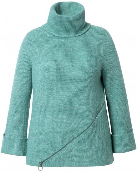 Ulla Popken Asymmetric Zipper Turtleneck Sweater Green - Megztiniai ir džemperiai - 