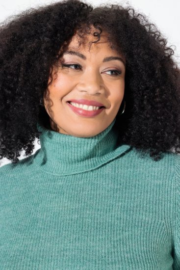 Ulla Popken Asymmetric Zipper Turtleneck Sweater Green - Megztiniai ir džemperiai - Jaukūs džemperiai ir megztiniai