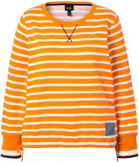 Ulla Popken Striped Drawstring Hem Sweatshirt Orange - Megztiniai ir džemperiai - 
