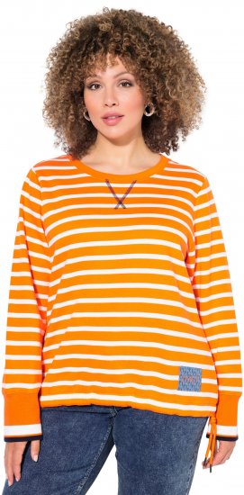 Ulla Popken Striped Drawstring Hem Sweatshirt Orange - Megztiniai ir džemperiai - 