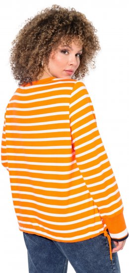Ulla Popken Striped Drawstring Hem Sweatshirt Orange - Megztiniai ir džemperiai - 