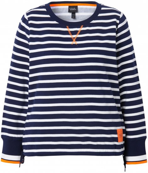Ulla Popken Striped Drawstring Hem Sweatshirt Navy - Megztiniai ir džemperiai - 