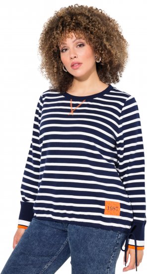 Ulla Popken Striped Drawstring Hem Sweatshirt Navy - Megztiniai ir džemperiai - 