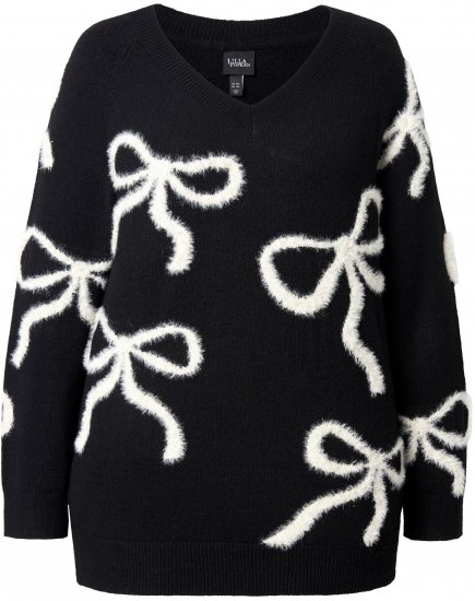 Ulla Popken Glitter Bow Sweater Black - Megztiniai ir džemperiai - 