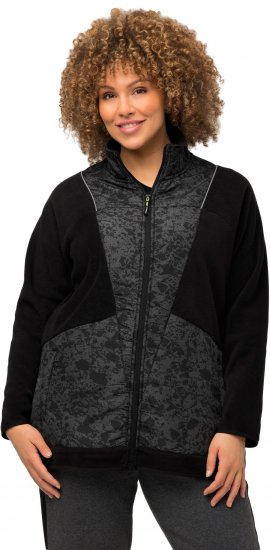 Ulla Popken Patch Print Fleece Jacket Black - Megztiniai ir džemperiai - 