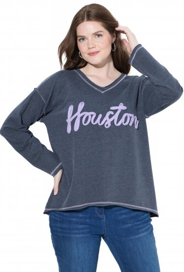 Ulla Popken Houston Textured Lettering Sweatshirt Navy - Megztiniai ir džemperiai - 