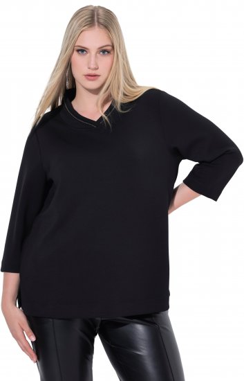 Ulla Popken Decorative Chain Collar Sweatshirt Black - Megztiniai ir džemperiai - 