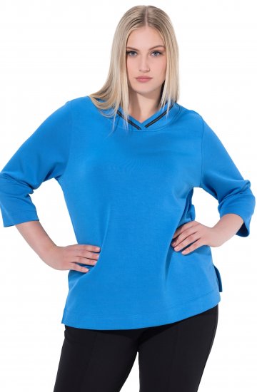 Ulla Popken Classic Fit with Side Slits 3/4 Sleeve Sweatshirt Royal Blue - Megztiniai ir džemperiai - 