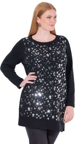 Ulla Popken Sequined Soft Fine Knit Sweater Black - Megztiniai ir džemperiai - 