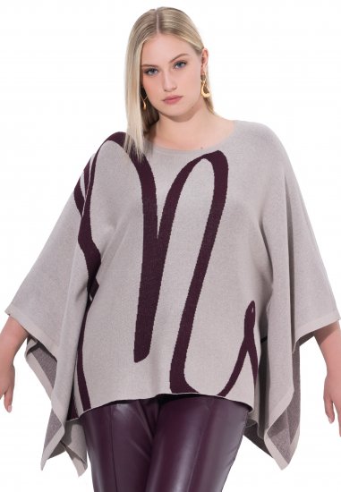 Ulla Popken Brushstroke Knit Poncho Beige - Megztiniai ir džemperiai - 