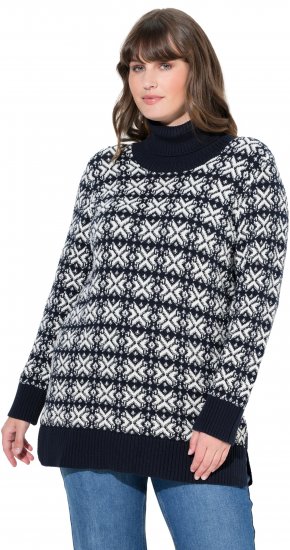 Ulla Popken Eco Cotton Geometric Snowflake Sweater Navy - Megztiniai ir džemperiai - 