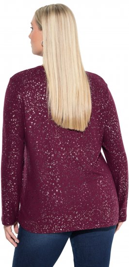 Ulla Popken Metallic Print Extra Soft Christmas Sweatshirt Dark Wine Red - Megztiniai ir džemperiai - 