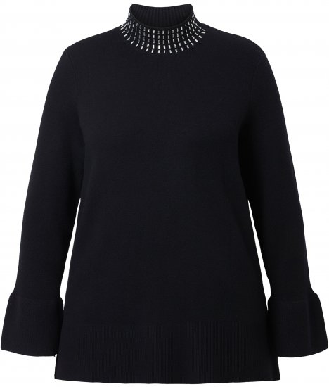 Ulla Popken Flared Sleeve Turtleneck Sweater Black - Megztiniai ir džemperiai - 