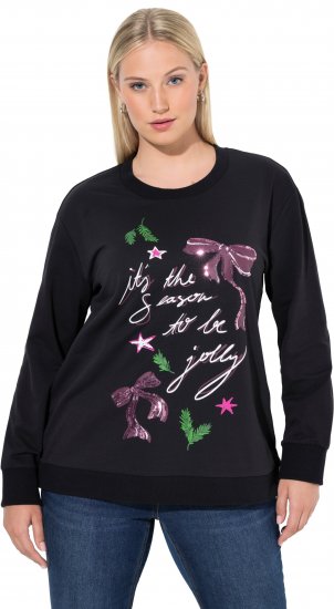 Ulla Popken Sparkling Sequin Bows Christmas Sweatshirt Black - Megztiniai ir džemperiai - 