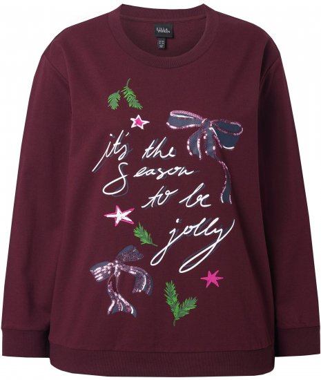 Ulla Popken Sparkling Sequin Bows Christmas Sweatshirt Plum - Megztiniai ir džemperiai - 