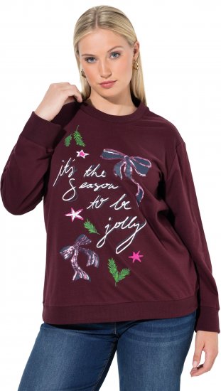 Ulla Popken Sparkling Sequin Bows Christmas Sweatshirt Plum - Megztiniai ir džemperiai - 