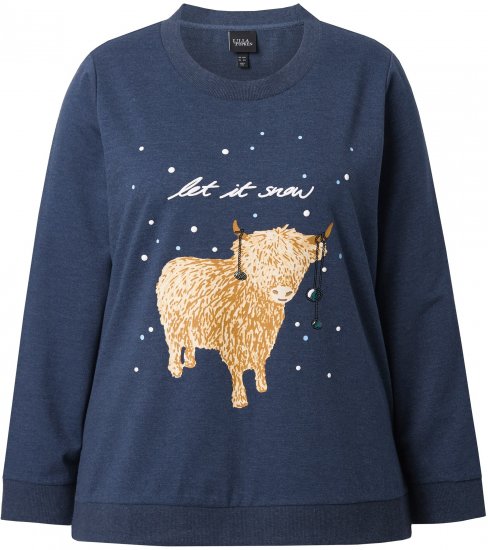 Ulla Popken Let It Snow Sequins Sweatshirt Ink Blue - Megztiniai ir džemperiai - 