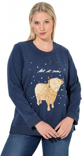 Ulla Popken Let It Snow Sequins Sweatshirt Ink Blue - Megztiniai ir džemperiai - 