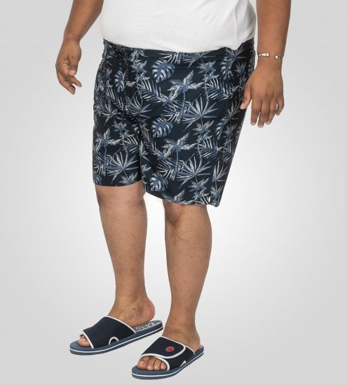 D555 Cleethorpes Hawaii Printed Swimshorts Navy - Maudymosi šortai - Didelio dydžio vyriški maudymosi šortai