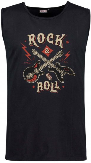 Adamo Motiv Rock and Roll Tank Top Black - Didelių dydžių vyriški marškinėliai be rankovių - Didelių dydžių vyriški marškinėliai be rankovių