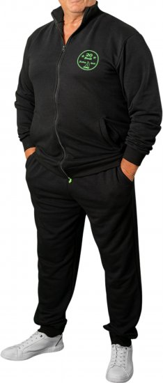 20 Nodi Ostro Stretch Fleece Cotton Tracksuit Black - Treningai - "Didelių dydžių sportiniai kostiumai vyrams "