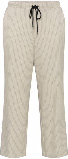 Kaffe Curve Sirana Pants Beige Melange/Black Stripe - Medžiaginės kelnės - 