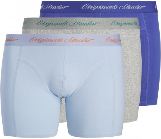 Jack & Jones Norrebro Solid Trunks 3-Pack Blue - Boxer šortai - Vyriški dideli boxer šortai