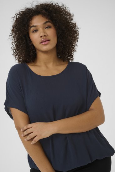 Kaffe Curve Ami Stanley Trumpomis rankovėmis Vidurnakčio jūrinė mėlyna - Marškinėliai - 