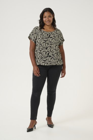 Kaffe Curve Sonna Stanley Topas Gili juoda/Antikinė balta raštas - Marškinėliai - 