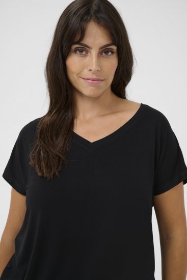 Kaffe Curve Jena V-Neck Marškinėliai Gili juoda - Marškinėliai - 