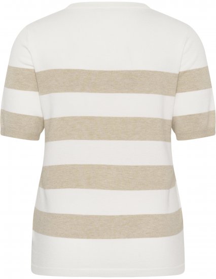 Kaffe Curve Lizzy Striped Pullover Chalk/Feather Grey Bold Stripe - Marškinėliai - 