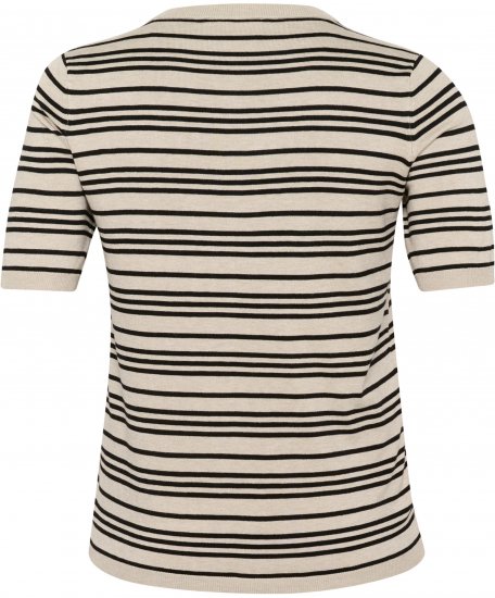 Kaffe Curve Lizzy Dryžuotas megztinis Smėlio/Juoda dryžuota - Spausdinti marškinėliai moterims - 