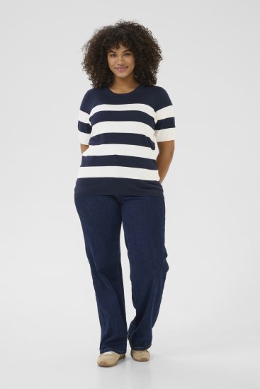 Kaffe Curve Lizzy juostad Megztinis Midnight/Chalk juosta - Marškinėliai - 