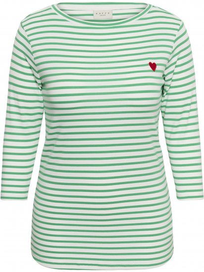 Kaffe Curve Lia Boatneck 3/4 T-Shirt Chalk/Bright Green - Marškinėliai ir palaidinės - 