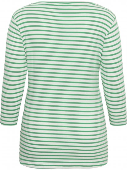 Kaffe Curve Lia Boatneck 3/4 T-Shirt Chalk/Bright Green - Marškinėliai ir palaidinės - 