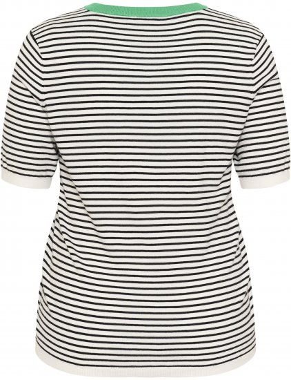 Kaffe Curve Lizzy Knit T-Shirt Chalk/Black Fine Stripe - Marškinėliai - 