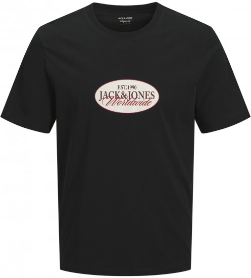 Jack & Jones Catskills Worldwide Marškinėliai Juodi - Marškinėliai - Marškinėliai - 2XL-14XL