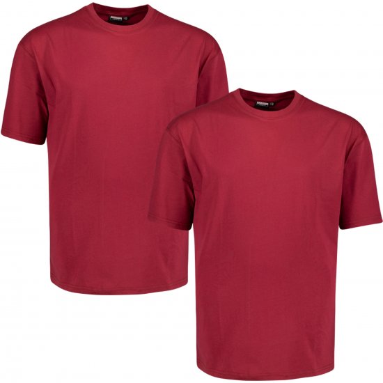 Adamo 129420 Comfort Fit Twin Pack T-Shirt Red - Didelių dydžių vyriški marškinėliai be spaudinių - Didelių dydžių vyriški marškinėliai be spaudinių