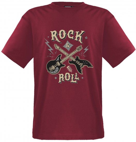 Adamo Rock and Roll Comfort Fit T-Shirt Red - Didelių vyrų marškinėliai su spaudiniais - Didelių vyrų marškinėliai su spaudiniais