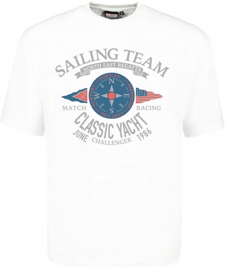 Adamo Sailing Comfort Fit T-Shirt White - Didelių vyrų marškinėliai su spaudiniais - Didelių vyrų marškinėliai su spaudiniais