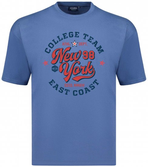 Adamo College Comfort Fit T-Shirt Blue - Didelių vyrų marškinėliai su spaudiniais - Didelių vyrų marškinėliai su spaudiniais