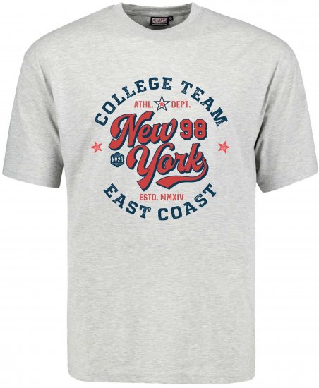 Adamo Motivshirt Comfort Fit College Grey - Marškinėliai - Marškinėliai - 2XL-14XL