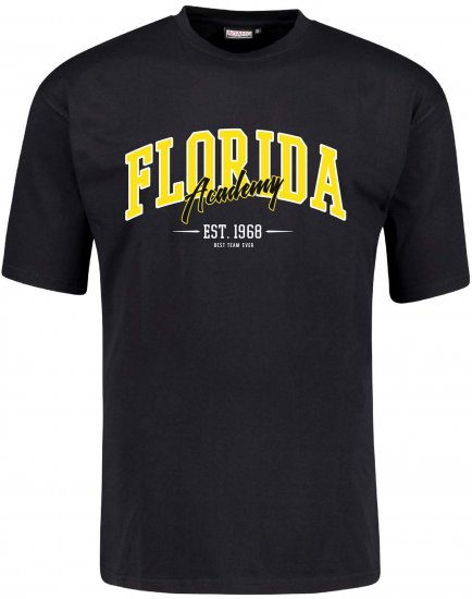 Adamo Florida Comfort Fit T-Shirt Black - Didelių vyrų marškinėliai su spaudiniais - Didelių vyrų marškinėliai su spaudiniais
