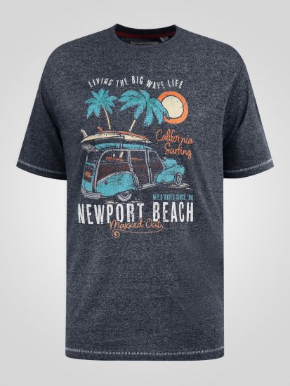 D555 Moyles Newport Beach Woody Car Printed T-Shirt Navy Twist - Didelių vyrų marškinėliai su spaudiniais - Didelių vyrų marškinėliai su spaudiniais
